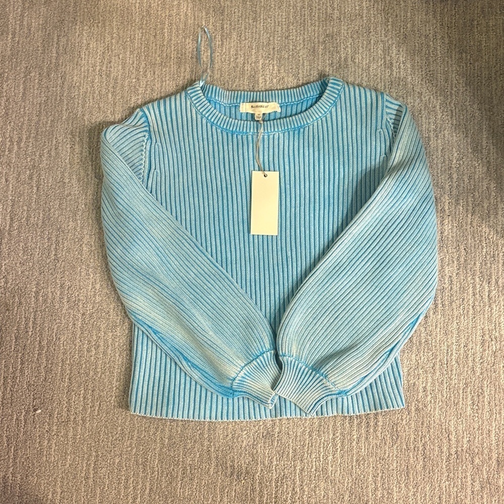Velvet Blue and White Knit Sweater